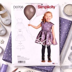 Simplicity Pattern #D0708 Girls Dress and Lined Jacket Size 3-8 Uncut